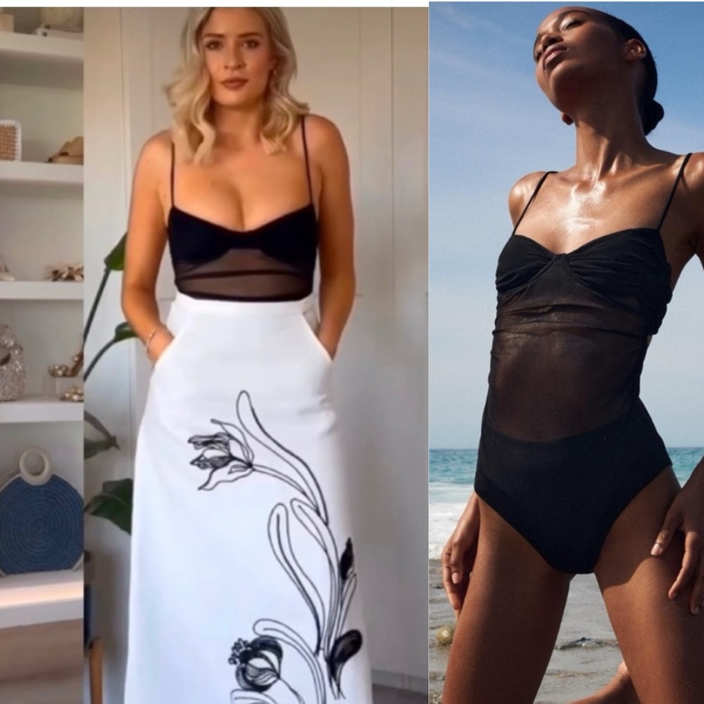 ZARA DRAPED TULLE SWIMSUIT